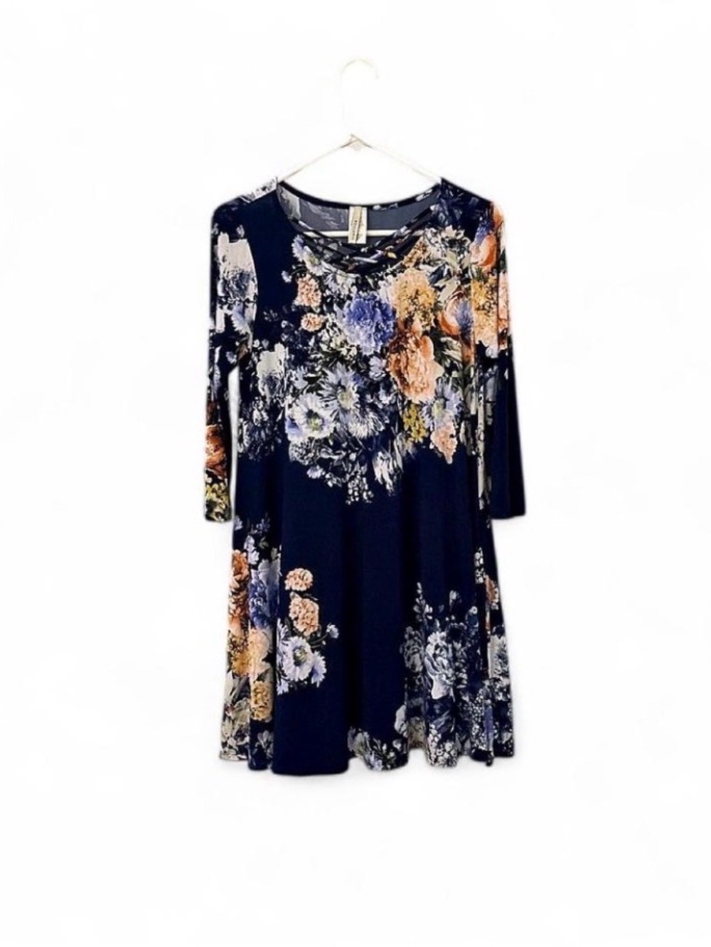 Bellamie Navy Floral Long Sleeve Swing Dress